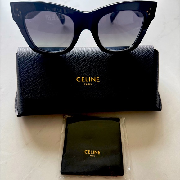 Celine 50mm Polarized Black Square Sunglasses - Picture 2 of 10